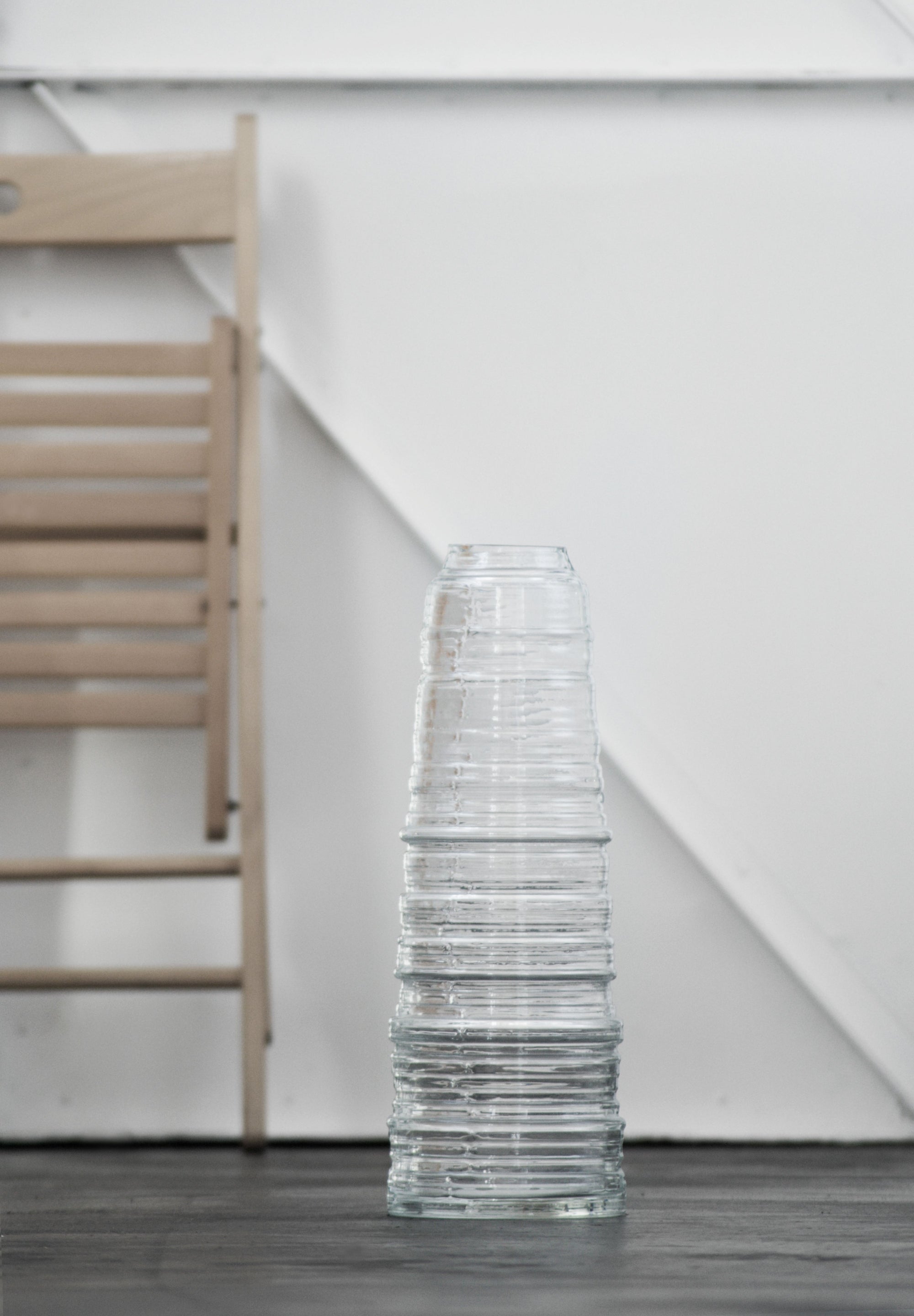 hand blown glass vase in clear colour